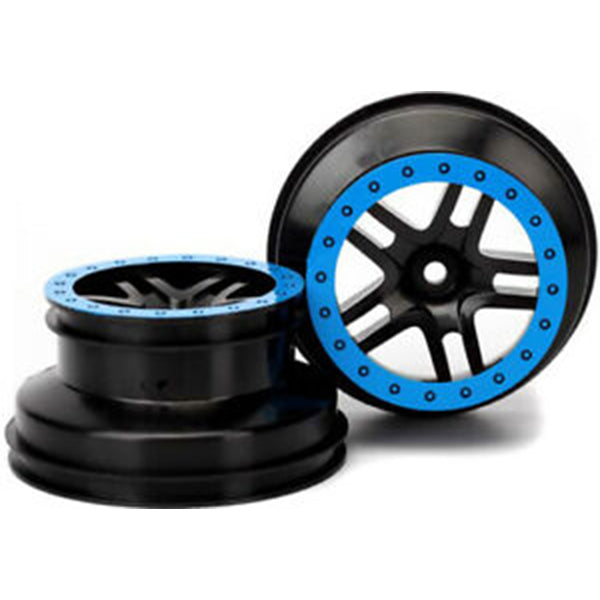 Traxxas Dual Profile Split-Spoke SCT Wheels (Black/Blue) (2) (Slash Front) 12mm Hex