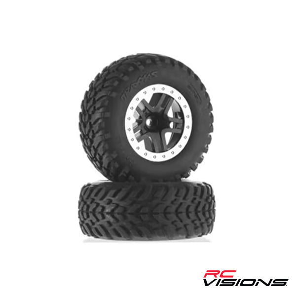 Traxxas Tire/Wheel Assembled Glued SCT Split-Spoke Black Default Title