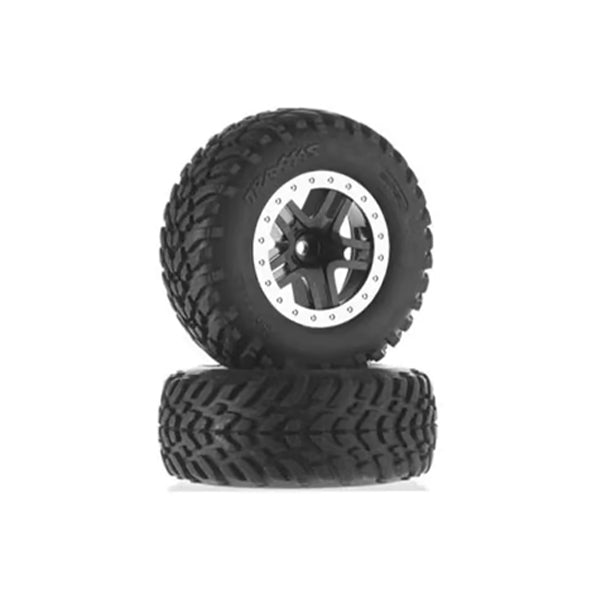 Traxxas Tire/Wheel Assembled Glued SCT Split-Spoke Black Default Title