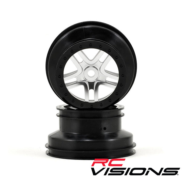 Traxxas Dual Profile Split-Spoke SCT Wheels (Satin Chrome/Black-2) (Slayer Pro) 14mm Hex TRA5974 RCVISIONS