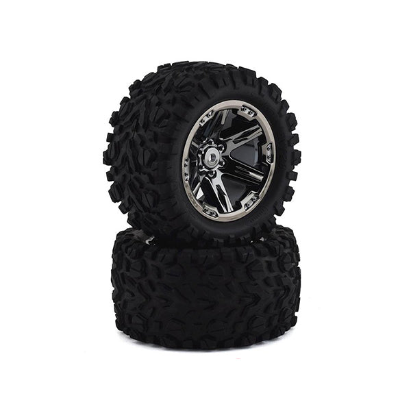 Traxxas Rustler Talon EXT 2.8" Pre-Mounted Tires w/RXT Wheels (2) (Black Chrome) (2wd Electric Rear)