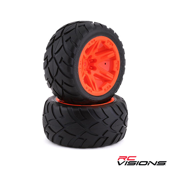 Traxxas Anaconda 2.8" Pre-Mounted Tires w/RXT Wheels (2) (Orange) w/12mm Hex Default Title