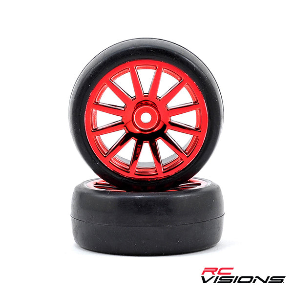 Traxxas LaTrax Pre-Mounted Slick Tires & 12-Spoke Wheels (Red Chrome) (2) Default Title