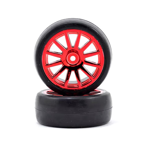 Traxxas LaTrax Pre-Mounted Slick Tires & 12-Spoke Wheels (Red Chrome) (2) Default Title