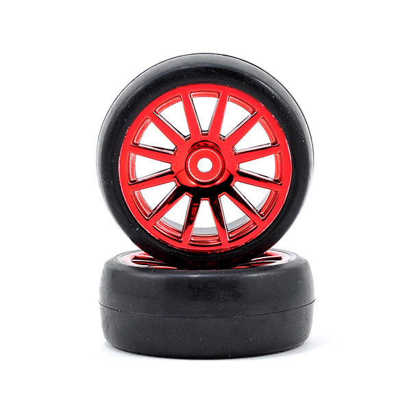 Traxxas LaTrax Pre-Mounted Slick Tires & 12-Spoke Wheels (Red Chrome) (2) Default Title