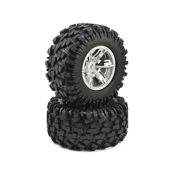 Traxxas X-Maxx Pre-Mounted Tires & Wheels (Satin Chrome) (2)