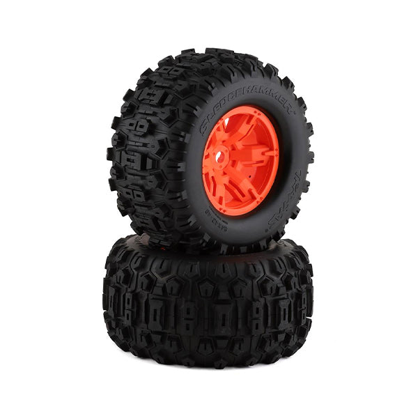 Traxxas X-MaxxÂ® wheels, SledgehammerÂ® tires, foam inserts Orange