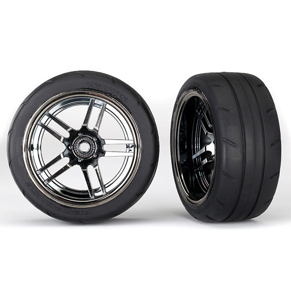 Traxxas 4-Tec 2.0 1.9" Response X-Tra Wide Rear Pre-Mounted Tires w/Split-Spoke Wheels (Black Chrome) (2)