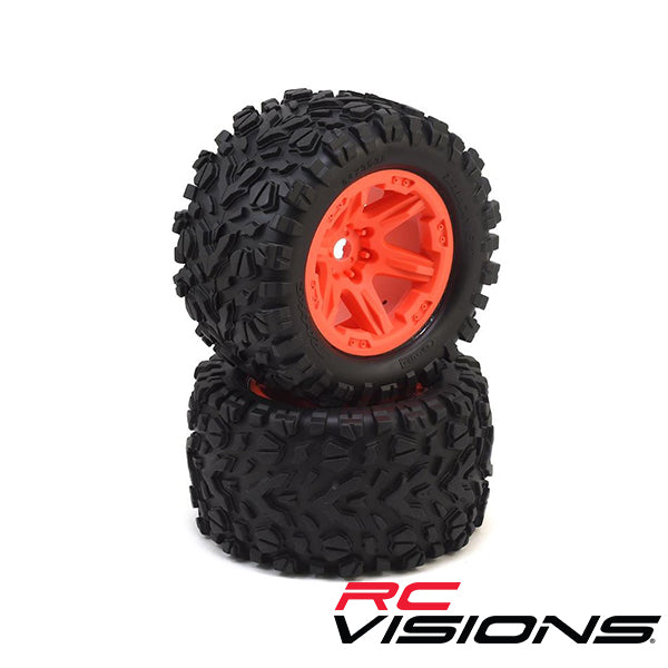 Traxxas Talon EXT Tires 3.8" Pre-Mounted Monster Truck Tires (2) (Orange) (17mm Splined Hex) TRA8672A