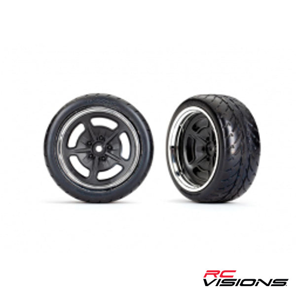 Traxxas Tires / wheels, assembled (blk w/ chrme whls) (wide, R) Default Title