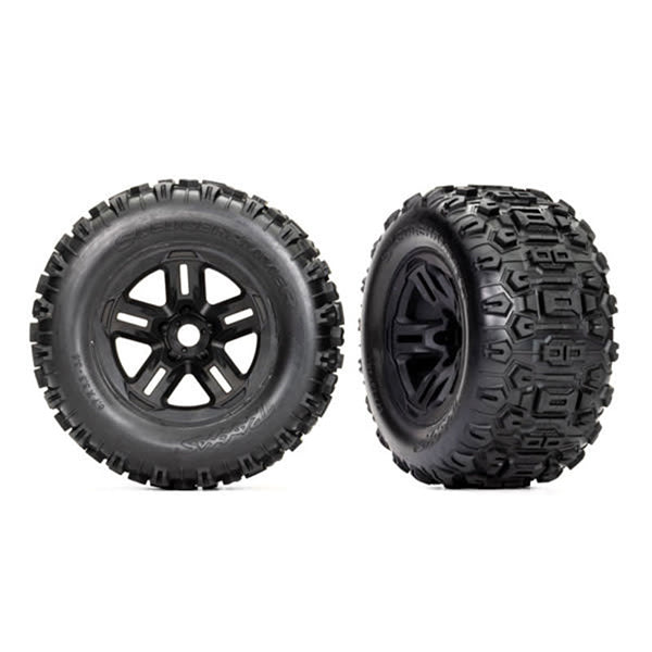 Traxxas Tires and wheels, assembled, glued 3.8' black wheels, Sledgehammer®  (2) Default Title