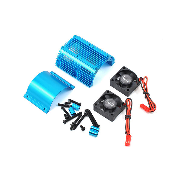 Yeah Racing 1/8 Twin Fan Aluminum Heat Sink w/2 Fans (Blue) (40.8mm diameter) Default Title