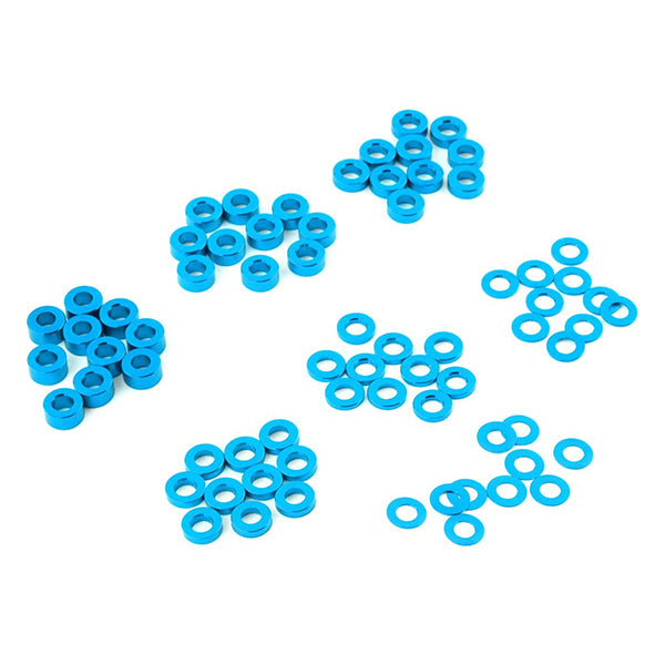 Yeah Racing 3x0.25/0.5/1.5/2/2.5/3mm Flat Washer Set (Blue) (70) Default Title