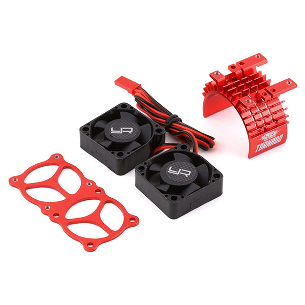 Yeah Racing Aluminum 540/550 Motor Heat Sink w/Twin Tornado Fans (Red) Default Title