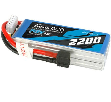 Gens Ace 14.8V 2200mAh 45C 4S1P LiPo EC3 And Deans Adapter