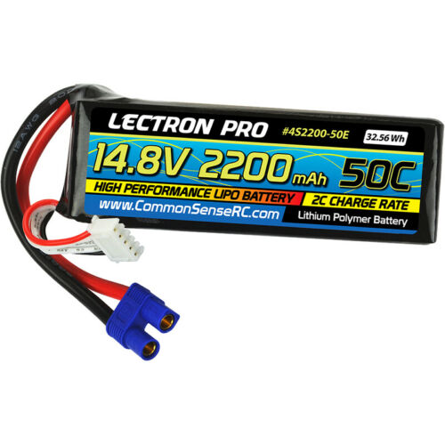 Common Sense RC 4S2200-50E Lectron Pro 14.8V 2200mAh 50C LiPo Battery with EC3