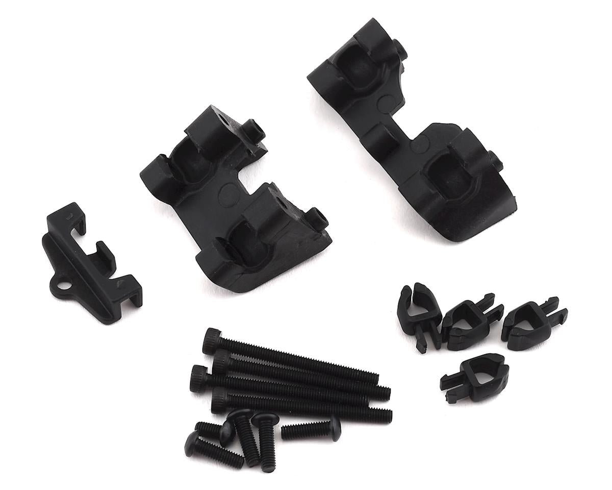 Traxxas Revo Shock Mounts front & Rear w/wire clip (1), chassis wire clips (4), 3