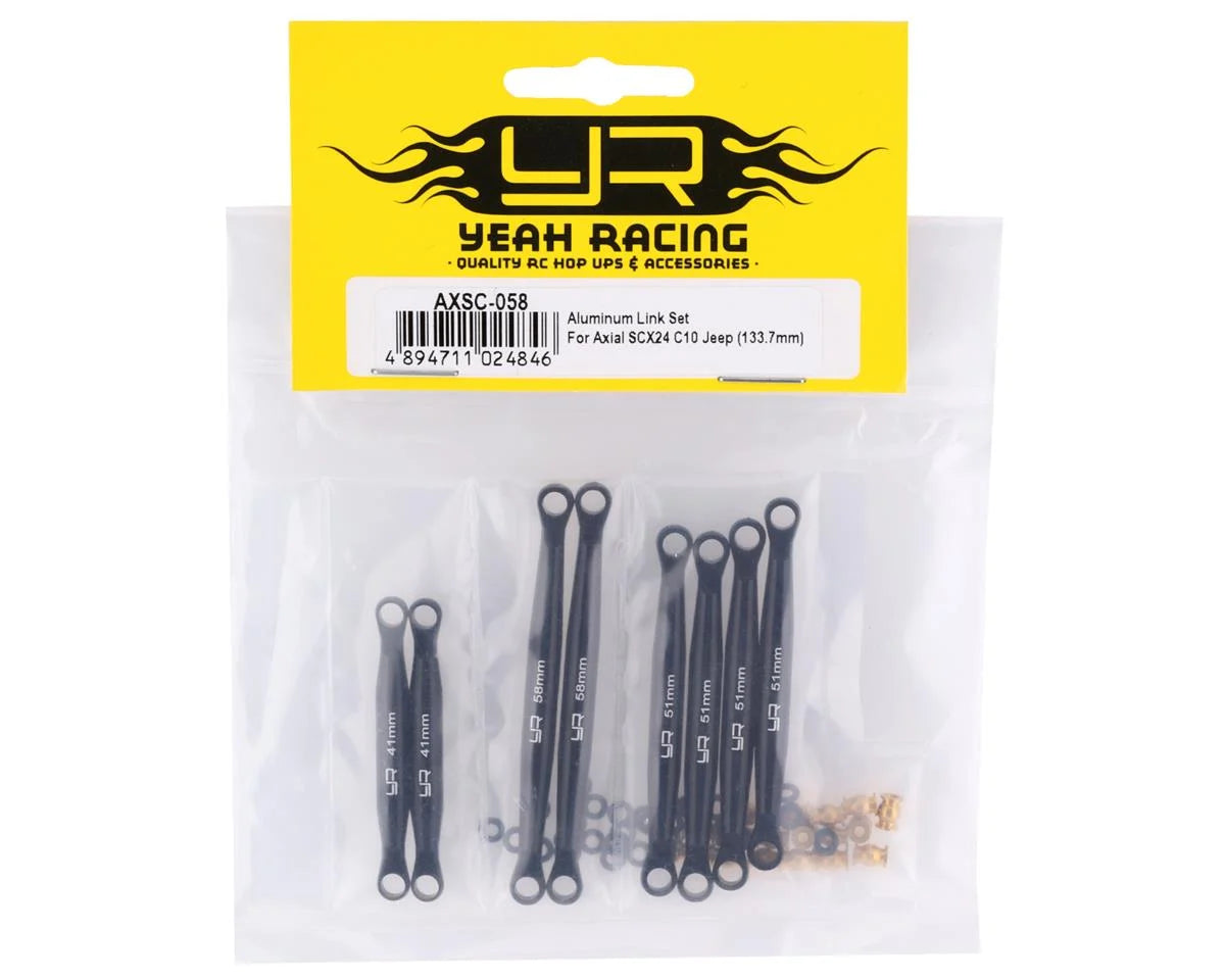 Yeah Racing Axial SCX24 C10 Aluminum Suspension Links (Black) (133.7mm Wheelbase)